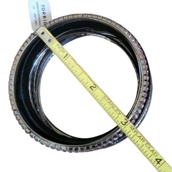 TORRID Plus Sz Black Pink Gun Metal Rhinestone Bangle Bracelet Set New Bracelets - Picture 6 of 6